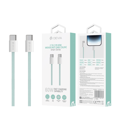 Smart Series C to C PD 60W Woven Fast Cable (3A,1M) VERDE