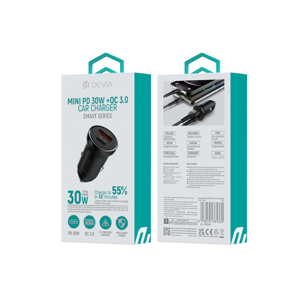 Smart Series Mini PD 30W +QC 3.0 Car Charger
