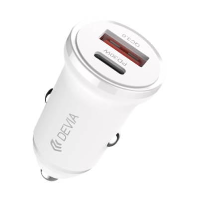 Smart Series Mini PD 30W +QC 3.0 Car Charger (White)