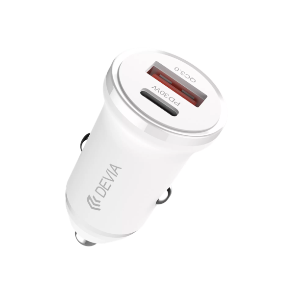 Smart Series Mini PD 30W +QC 3.0 Car Charger (White)