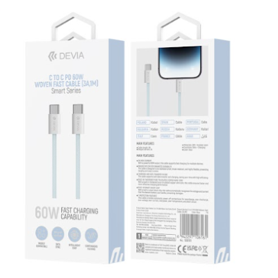 CABLE Smart Series C To C PD 60W Fast  Woven (1M) AZUL 6161