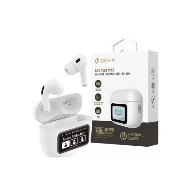 ANC TWS Pro2 Wireless Earphone With Screen (White)