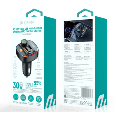 Smart Series PD30W+Dual USB Multi-function Wireless MP3 Fast Car (Black)