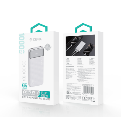 Smart Series 22.5W Full Compatible Power Bank With Digital Display (10000Mah) (White)