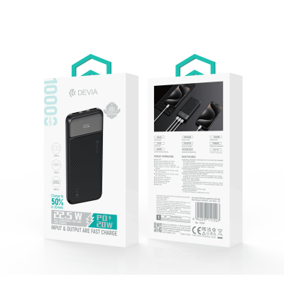 Smart Series 22.5W Full Compatible Power Bank With Digital Display (10000Mah) (Black)