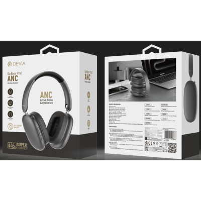 EarBass Pro2 ANC Wireless Headset (Dark Gray)