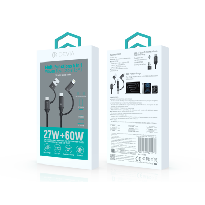 Extreme Speed Series Multi Functions 4 In 1 Woven Fast Cable (1.5M) (Black)